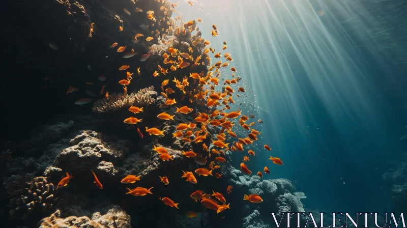 Coral Reef and Orange Fish Underwater Scene AI Image