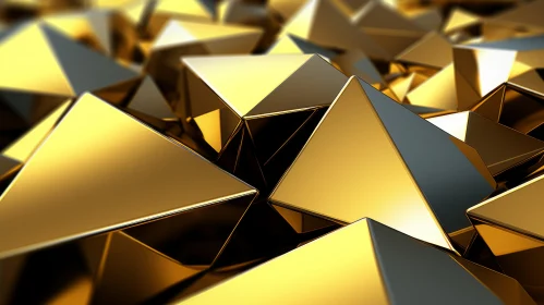 Golden Pyramids 3D Rendering - Shiny and Reflective Artwork