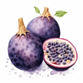 Passion Fruit Watercolor Illustration | Organic Material | Character Illustrations