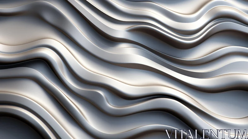 AI ART Silver Wavy Metal Surface - 3D Rendering for Design Projects