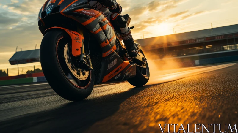 Thrilling Motorcycle Rider at Sunset AI Image