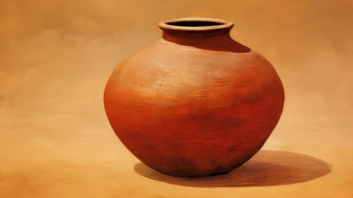 Brown Clay Pot Painting on Gradient Background
