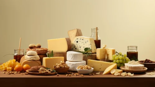 Cheese Variety on Wooden Table