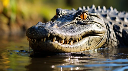 Close-up Crocodile Head in Water
