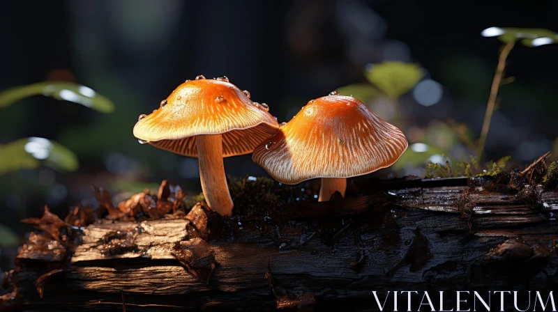 Detailed Orange Mushroom Photography AI Image