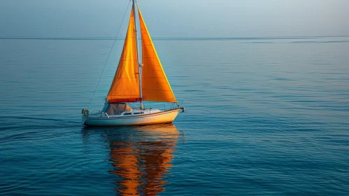 Tranquil Sailboat Scene on Calm Blue Sea