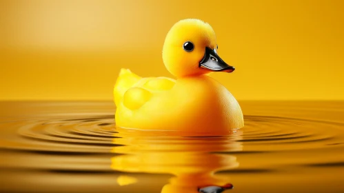 Yellow Rubber Duck in Tranquil Water