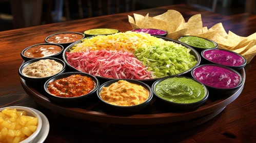 Delicious Nacho Bar with Salsas and Toppings