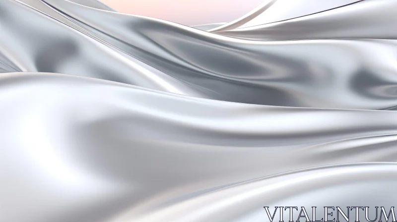 Elegant Silver Silk Cloth 3D Render AI Image