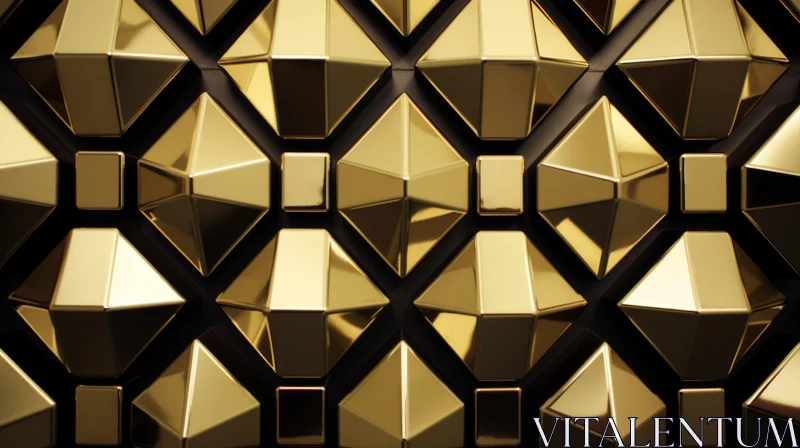 AI ART Luxurious Gold Geometric Pattern - 3D Rendering