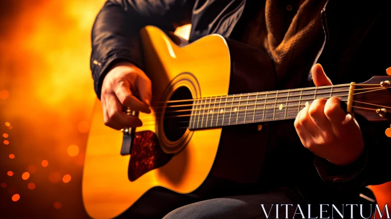 Man Playing Acoustic Guitar - Musical Performance Image AI Image