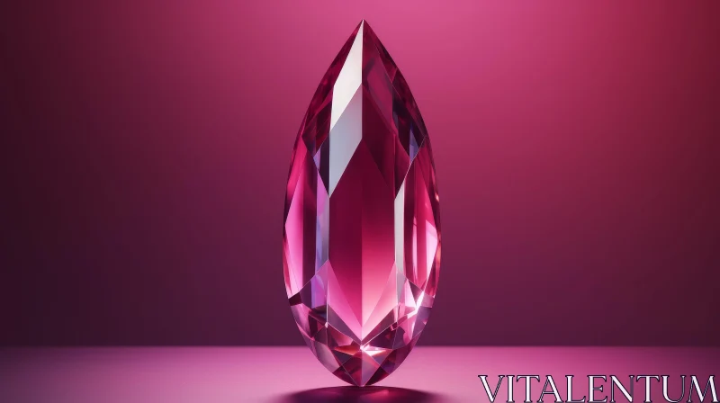 Pink Gemstone 3D Render on Soft Pink Background AI Image