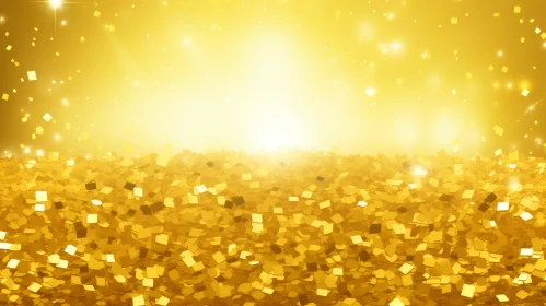 Radiant Golden Background with Sparkling Confetti
