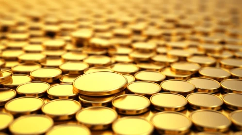 Staggered Gold Coins 3D Rendering