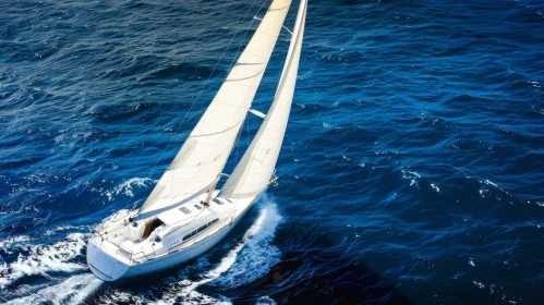 White Sailboat Sailing on Blue Ocean Waves