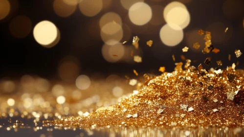 Gold Glitter Close-up on Dark Background