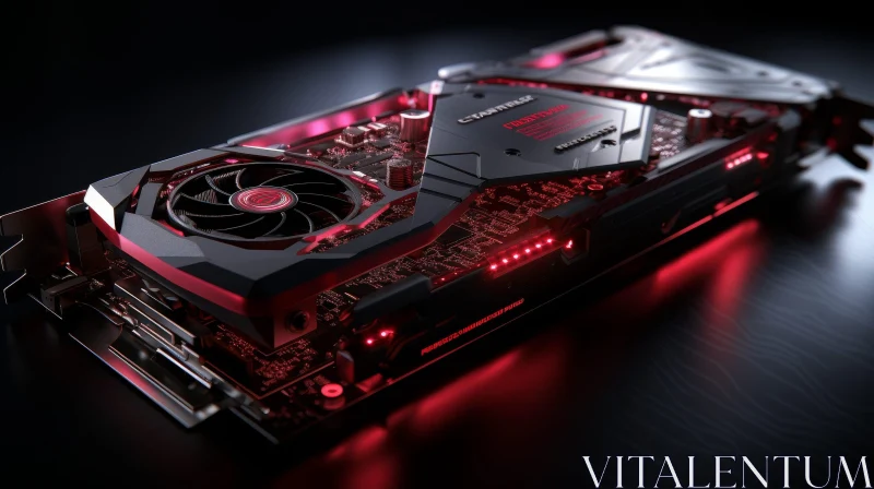 AI ART Modern Graphics Card with Red Glowing Elements
