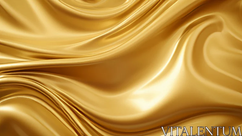 Opulent Gold Silk Fabric Close-Up AI Image