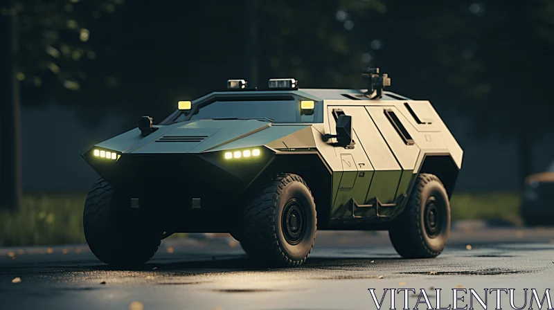 Realistic Armored Transportation Vehicle in 3D | Cinematic Lighting AI Image