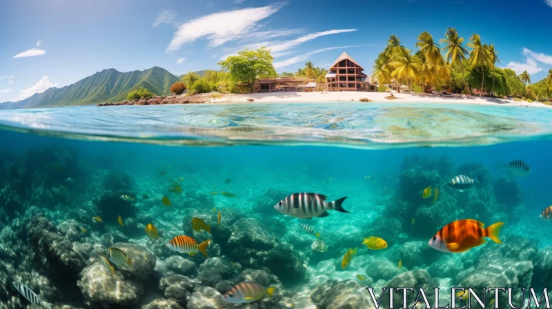 Tropical Beach Paradise - Underwater Photography AI Image