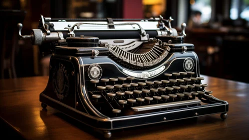 Vintage Typewriter on Wooden Table - Nostalgic Reflection