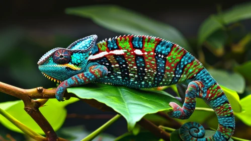Colorful Chameleon in Tropical Rainforest