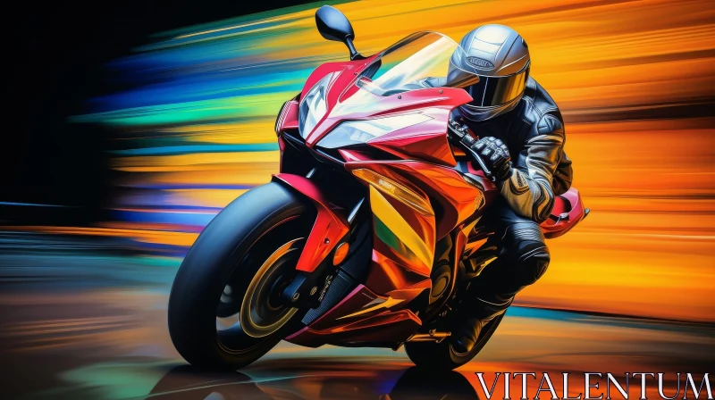Dynamic Sport Motorcycle Racing Action Shot AI Image