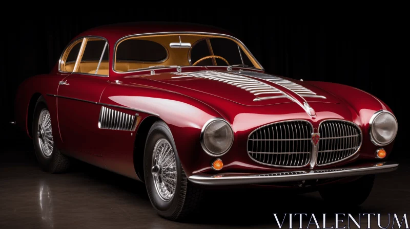 Elegant Old Red Sports Car on Dark Background | Bold Structural Designs AI Image