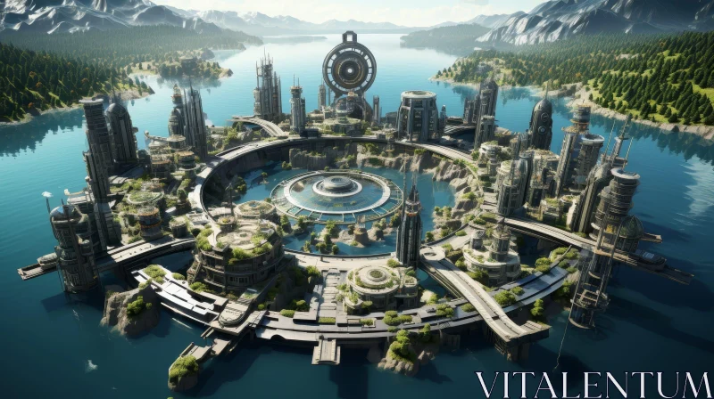 Futuristic Cityscape on Interconnected Platforms - Urban Metropolis AI Image