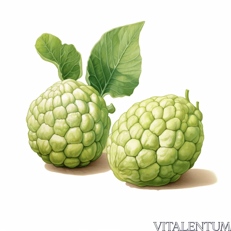 Green Guavas Illustration - Hyperrealistic Artwork AI Image