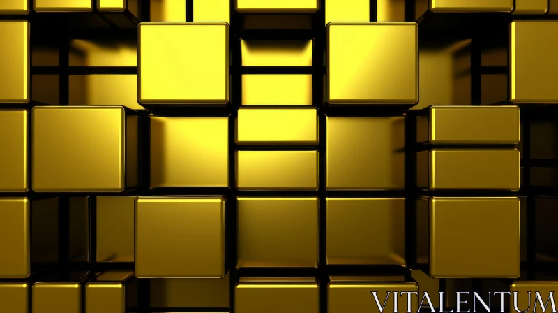 AI ART Luxurious Golden 3D Cubes Surface