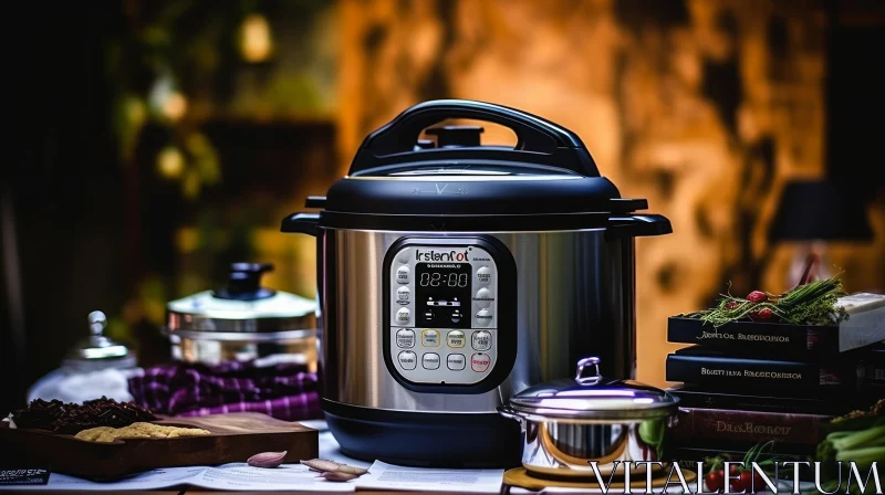 AI ART Modern Instant Pot Duo 7-in-1 Multi-Cooker on Wooden Table