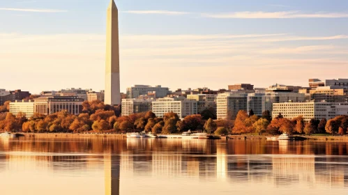 Washington Monument Autumn View across Potomac River