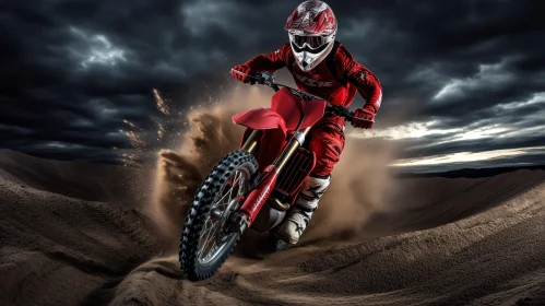 Adrenaline Rush: Dirt Bike Rider Jumping Over Sand Dune