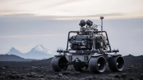 Black Rover on Rocky Terrain - Mars Exploration Mission