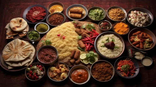 Delicious Middle Eastern and Indian Food Spread