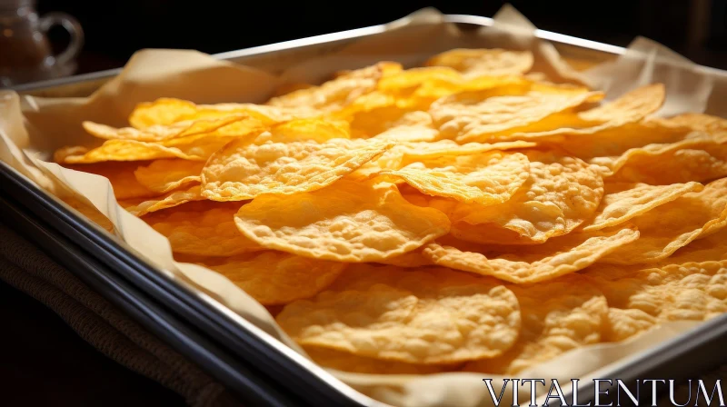 Golden Brown Nacho Chips on Tray AI Image