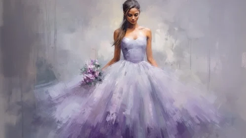 Graceful Woman in Purple Dress Painting