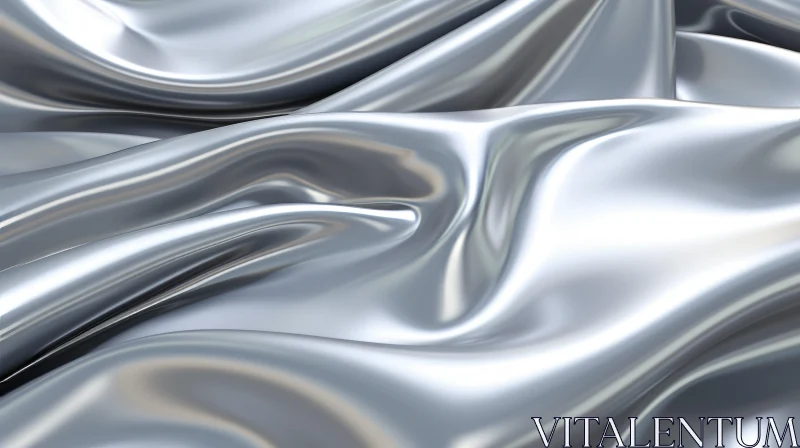 Luxurious Silver Silk Fabric Close-Up AI Image