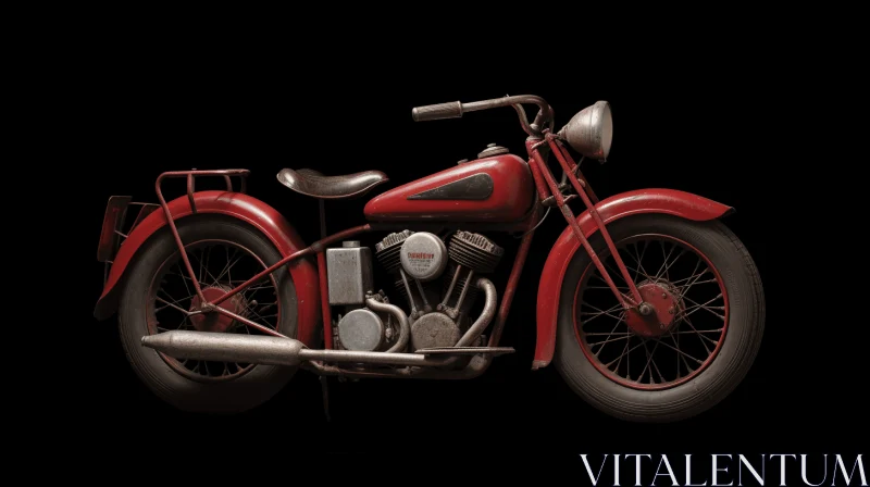 Vintage Red Motorcycle on Black Background | High Resolution Image AI Image