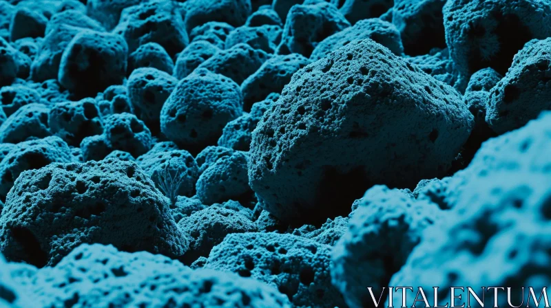AI ART Blue Rocks Close-Up: Depth and Texture