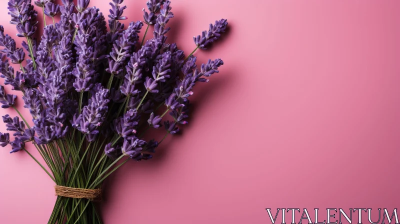 Bouquet of Lavender Flowers on Pink Background AI Image
