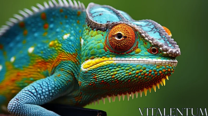 AI ART Colorful Chameleon Close-up in Rainforest