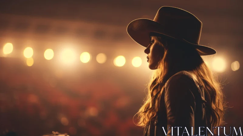 Cowboy Hat Woman - Stage Lights Portrait AI Image