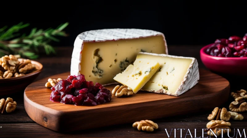 Delicious Brie Cheese Appetizer with Red Currant Jam and Walnuts