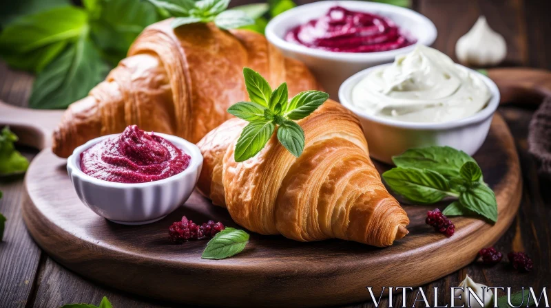 Delicious Croissants with Berries and Cream Cheese AI Image
