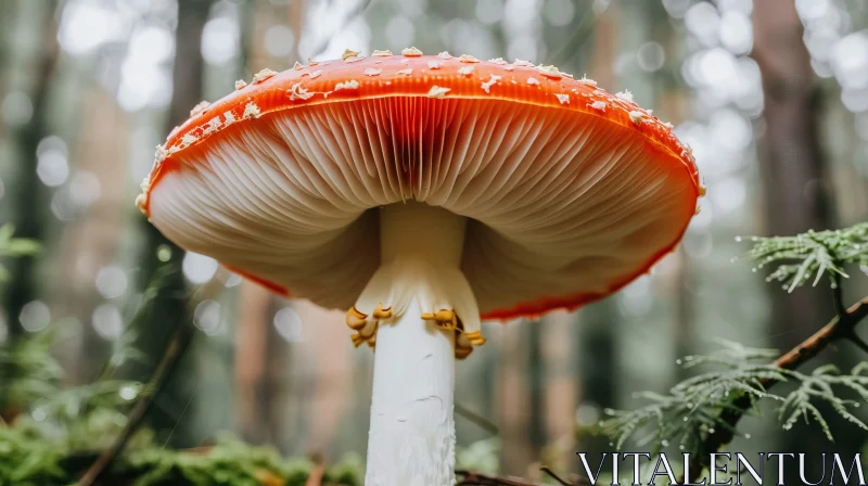 Red Mushroom in Forest - Macro Nature Photography AI Image