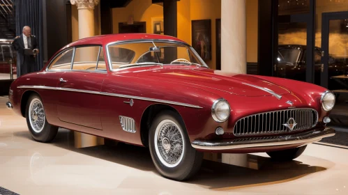 Vintage Red Car Exhibition in a Museum: Classic Elegance and Italianate Flair
