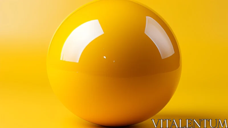 Yellow Glossy Sphere on Background AI Image