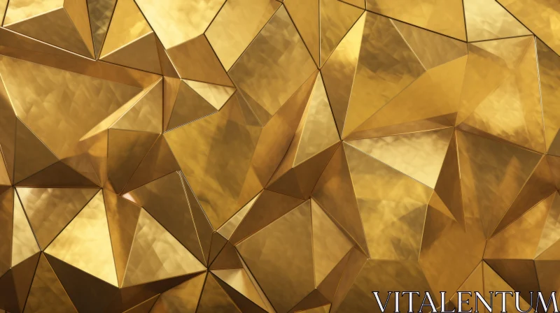 Gold Polygonal Surface - 3D Rendering for Backgrounds AI Image